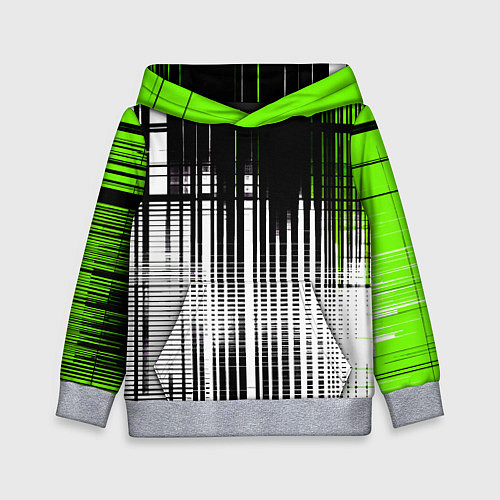 Детская толстовка Зелёно-чёрный гранж на белом фоне / 3D-Меланж – фото 1