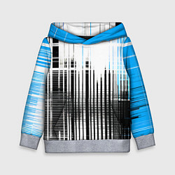 Толстовка-худи детская Сине-чёрный гранж на белом фоне, цвет: 3D-меланж