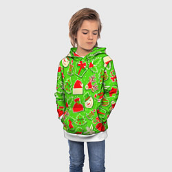 Толстовка-худи детская Новогоднее настроение паттерн, цвет: 3D-белый — фото 2