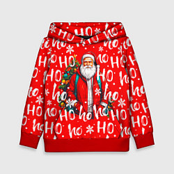 Толстовка-худи детская Дед мороз хо хо, цвет: 3D-красный