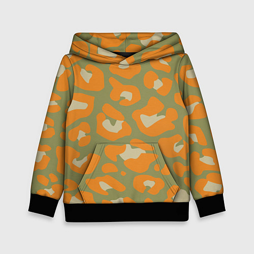 Детская толстовка Рыже-зеленый леопардовый / 3D-Черный – фото 1