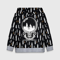 Толстовка-худи детская Гарри Поттер - Шар и свечи black and white, цвет: 3D-меланж