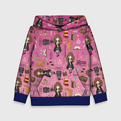 Толстовка-худи детская Паттерн с Гермионой из Гарри Поттер, цвет: 3D-синий