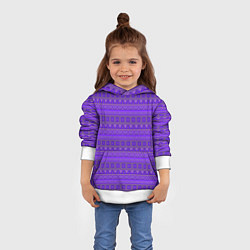 Толстовка-худи детская Яркий фиолетовый геометрический узор, цвет: 3D-белый — фото 2