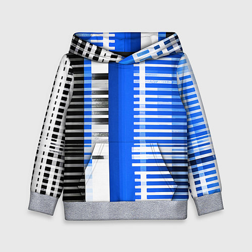 Детская толстовка White stripes on a black and blue background / 3D-Меланж – фото 1