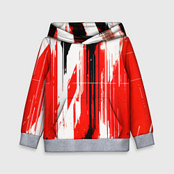 Толстовка-худи детская Вертикальные чёрно-белые линии на красном фоне, цвет: 3D-меланж