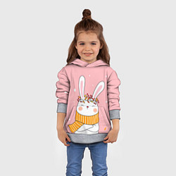 Толстовка-худи детская Милый снежный заяц, цвет: 3D-меланж — фото 2