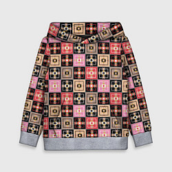 Толстовка-худи детская Разноцветная плитка с геометрическим рисунком, цвет: 3D-меланж