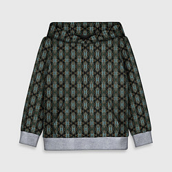Толстовка-худи детская Вертикальный геометрический узор на черном, цвет: 3D-меланж