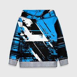 Толстовка-худи детская Diagonal black and white stripes on a blue backgro, цвет: 3D-меланж