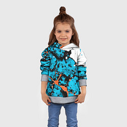 Толстовка-худи детская Оранжево-голубая абстракция на белом фоне, цвет: 3D-меланж — фото 2
