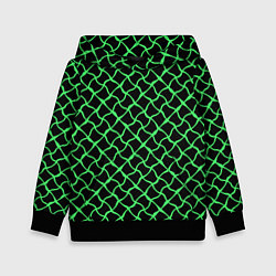 Толстовка-худи детская Чёрный и неоновый салатовый искажённые полосы, цвет: 3D-черный