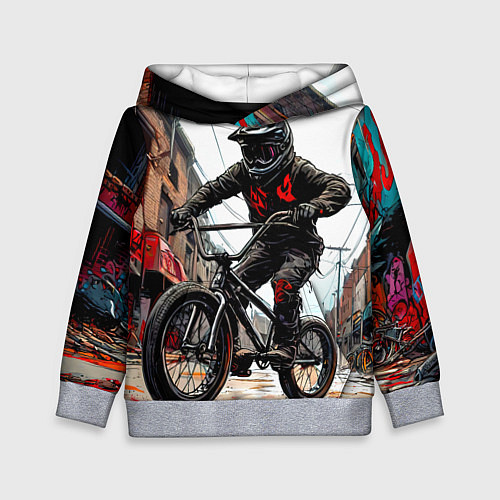 Детская толстовка BMX трюки в городе / 3D-Меланж – фото 1