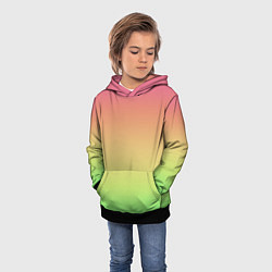 Толстовка-худи детская Градиент заря розово-зелёный, цвет: 3D-черный — фото 2