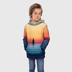 Толстовка-худи детская Медитация на закате, цвет: 3D-синий — фото 2