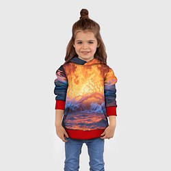 Толстовка-худи детская Стихия огня и воды, цвет: 3D-красный — фото 2