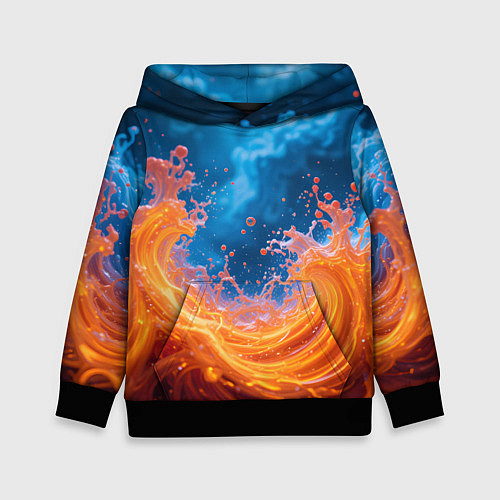 Детская толстовка Яркое пламя в воде / 3D-Черный – фото 1