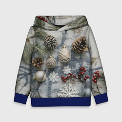 Детская толстовка Новогодние игрушки и шишки