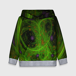 Толстовка-худи детская Зелёный дым абстракция, цвет: 3D-меланж