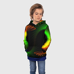 Толстовка-худи детская Оптический дым текстура, цвет: 3D-синий — фото 2