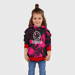 Толстовка-худи детская Nirvana pink color, цвет: 3D-красный — фото 2