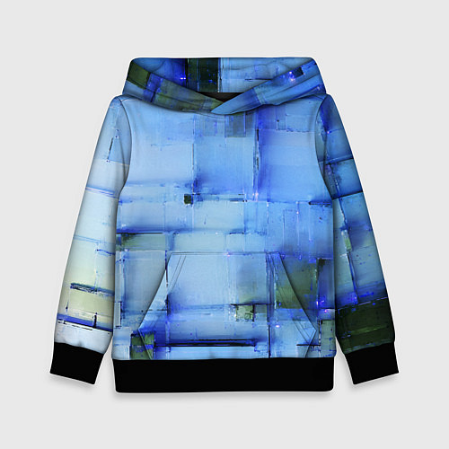 Детская толстовка Чёрные пятна на синем фоне абстракция / 3D-Черный – фото 1