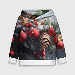 Детская толстовка Новогодние украшения на ветках