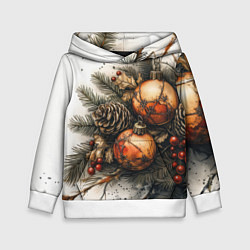 Детская толстовка Новогодние игрушки и шишки