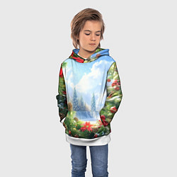 Толстовка-худи детская Новогодний дневной пейзаж, цвет: 3D-белый — фото 2