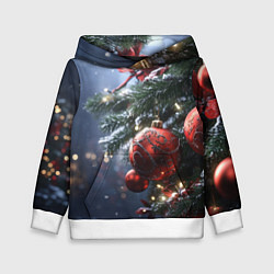 Детская толстовка Красные новогодние шары с узорами