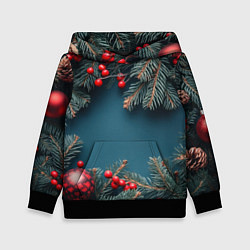 Детская толстовка Новогодний фон и рябина