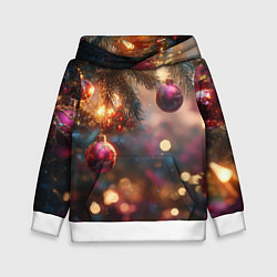 Детская толстовка Фиолетовые новогодние шары