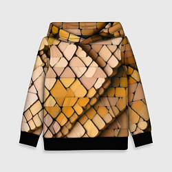 Толстовка-худи детская Жёлтые рельефные плитки, цвет: 3D-черный