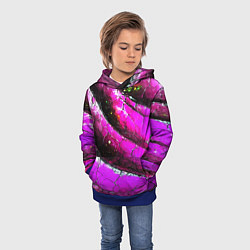 Толстовка-худи детская Розовая волнистая абстракция, цвет: 3D-синий — фото 2