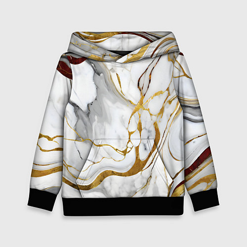 Детская толстовка Жёлто-белый мрамор / 3D-Черный – фото 1