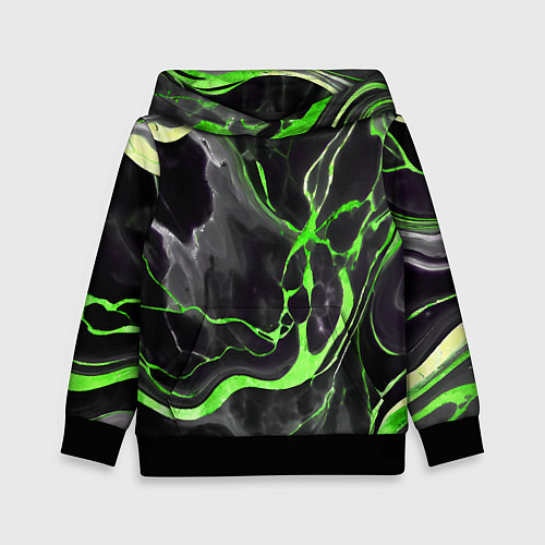 Детская толстовка Зелёно-чёрный мрамор / 3D-Черный – фото 1