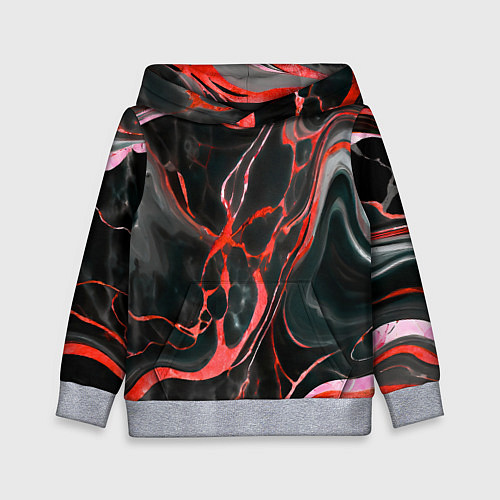 Детская толстовка Красно-чёрный мрамор / 3D-Меланж – фото 1