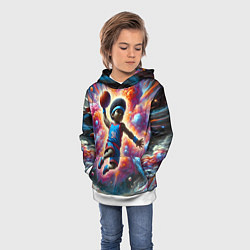 Толстовка-худи детская Бейсболист и космос, цвет: 3D-белый — фото 2