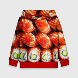 Толстовка-худи детская Филадельфия с красной икрой, цвет: 3D-красный