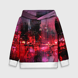 Толстовка-худи детская Огни города мастихином - нейросеть, цвет: 3D-белый
