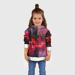 Толстовка-худи детская Огни города мастихином - нейросеть, цвет: 3D-белый — фото 2
