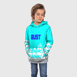 Толстовка-худи детская Rust надписи краски, цвет: 3D-меланж — фото 2