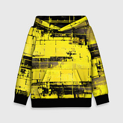 Толстовка-худи детская Чёрно-жёлтый техно-паттерн, цвет: 3D-черный