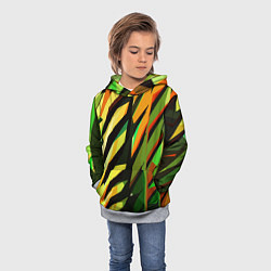 Толстовка-худи детская Чёрно-жёлтая абстракция, цвет: 3D-меланж — фото 2