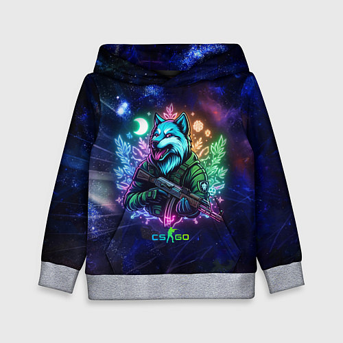 Детская толстовка Counter Strike - neon wolf / 3D-Меланж – фото 1