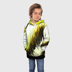 Толстовка-худи детская Чёрно-жёлтые острые полосы на белом фоне, цвет: 3D-черный — фото 2