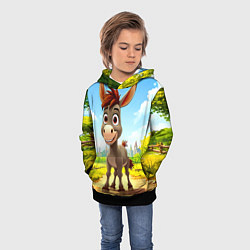 Толстовка-худи детская Ослик, цвет: 3D-черный — фото 2