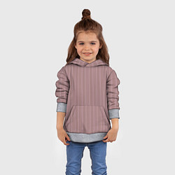 Толстовка-худи детская Пыльно-розовый в тонкую полоску, цвет: 3D-меланж — фото 2