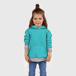 Толстовка-худи детская Полосатый сине-зелёный, цвет: 3D-меланж — фото 2