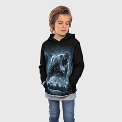 Толстовка-худи детская Медведь в зимнем лесу, цвет: 3D-меланж — фото 2